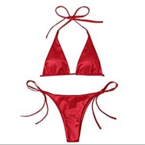 Red Satin Bikini
